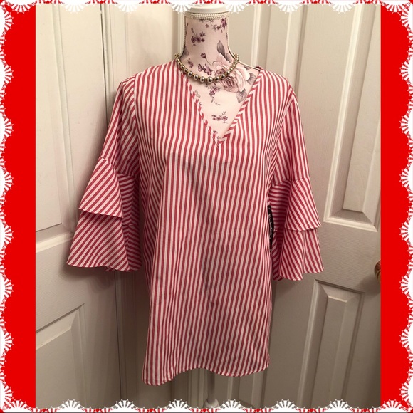 Elliott &  Vine Tops - Red & White Blouse by Elliott & Vine